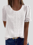 Solid Chiffon Round Neck Short Sleeve Top