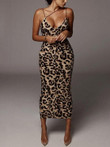 Sleeveless V-neck Leopard Print Dress With Sling