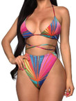 Sexy Printed Strappy Three-piece Swimsuit