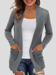 Solid Pocket Knitted Sweater Cardigan