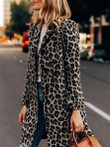 Leopard Print Temperament Slim Long Woolen Coat