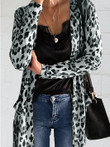 Leopard Print Pocket Long Sleeve Mid-Length Cardigan