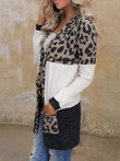 Leopard Print Stitching Pocket Mid-Length Cardigan