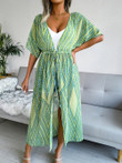 Casual Belted Print Chiffon Sun Protection Cardigan