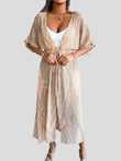 Casual Belted Print Chiffon Sun Protection Cardigan