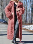 Hooded Button Long Knitted Sweater Cardigan