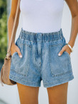 Women's Denim Shorts Tight Waist Casual Pocket Denim Shorts
