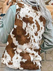 Cow Print Stand Collar Vest Plush Sleeveless Coat
