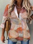Blouses Fashion Multicolor Print Lapel Long Sleeve Blouse