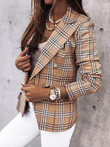 Blazers Double-Breasted Plaid Printed Long Sleeve Blazer