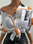 Blouses Fashion Print Lapel Long Sleeve Blouse
