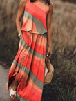 Multicolor Print Sleeveless Slit Dress