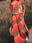 Multicolor Print Sleeveless Slit Dress