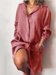 Long Sleeve Solid Single Breasted Shirt Dress