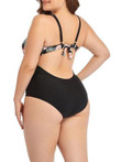 Mesh Waist Gathered Open Back Printed Swimsuit