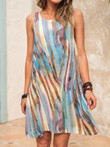 Multicolor Striped Wave Casual Suspender Dress