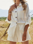 Long Sleeve Shirt Top & Shorts Two-Piece Suit
