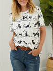 Loose Cat Print Short-sleeved T-shirt