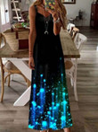 Luminous Print V-Neck Sleeveless Casual Dress