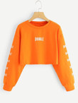 Neon Orange Neon Graphic Cropped Sweatshirt