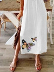 Loose Butterfly Print Short Sleeve Dress