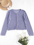 Open Knit Pearly Button Up Cardigan
