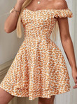 One-Shoulder Floral Print Mini Dress