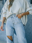 Irregular Ripped Casual Jeans