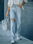 Irregular Ripped Casual Jeans