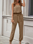Women's Jumpsuits Belted Tubeless Sleeveless Elastic Jumpsuit
