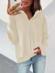 Button Long Sleeve Drawstring Sweater Hoodie