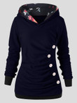 Casual Pullover Button Long Sleeve Hoody