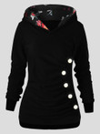 Casual Pullover Button Long Sleeve Hoody