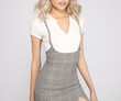 Stylish Stunner Plaid Suspender Mini Skirt