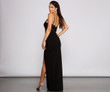 Willow Formal High Slit Crepe and Lace Dress