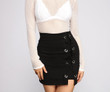 Lace-Up Glam Ponte Knit Mini Skirt