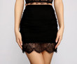 Lace Glam Ruched Mini Skirt