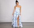 Lindsey Formal Floral High-Slit Dress