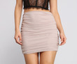 Stylishly Ruched Mesh Mini Skirt
