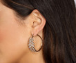 Leafy Mini Rhinestone Hoop Earrings