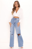 Not Your Girl Ripped Jeans - Medium Blue Wash