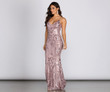 Maeve Sequined V Mesh Gown