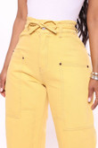 Not Your Girl Utility Jeans - Mustard