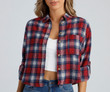 Taking Knit Easy Plaid Flannel Top