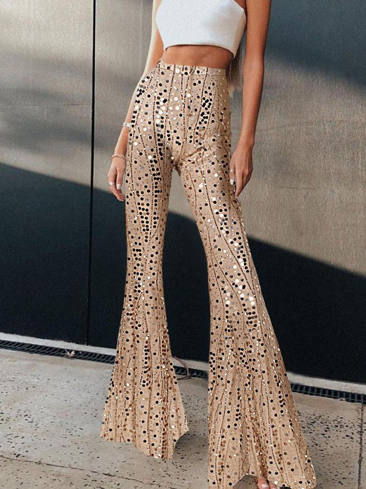 Fashion Sequined Slim-Fit Flared Pants