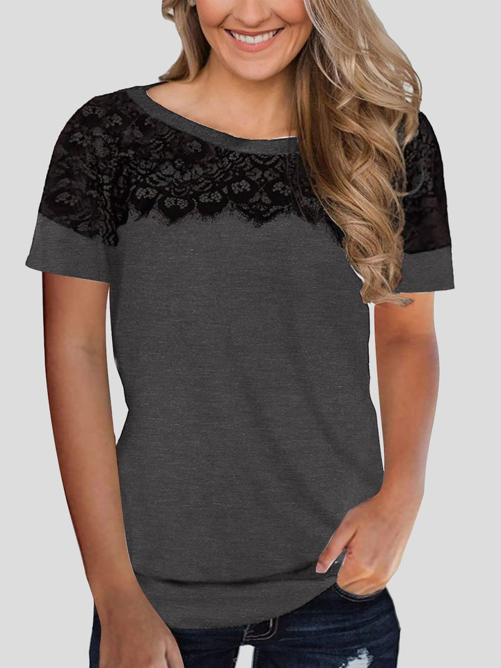 Lace Stitching Short-sleeved T-shirt