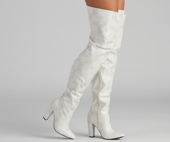 Major Sass Snake Print Faux Leather Boots
