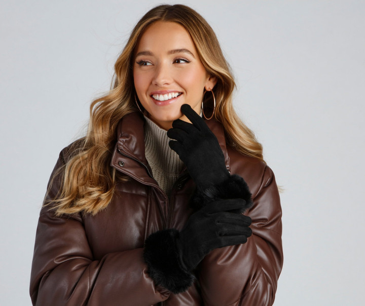 Winter Diva Faux Fur Cuff Gloves
