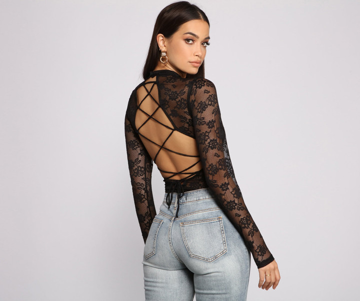 Living For Lace Strappy Back Bodysuit