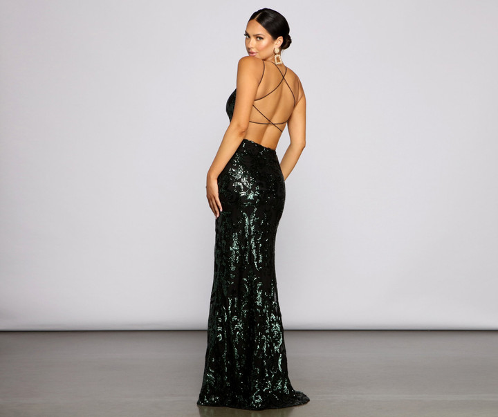 Lila Formal Open Back Sequin Mermaid Dress